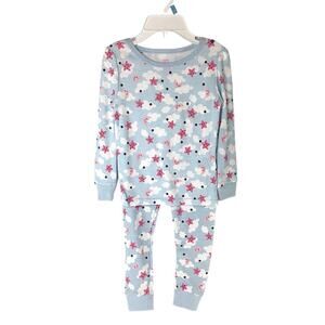Clouds Stars Snug Fit Pink Blue White Pajamas 24m NEW